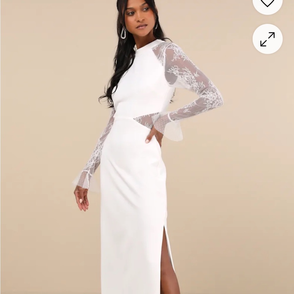 NWOT w/alteration Elegant White Lace Sleeve Dress